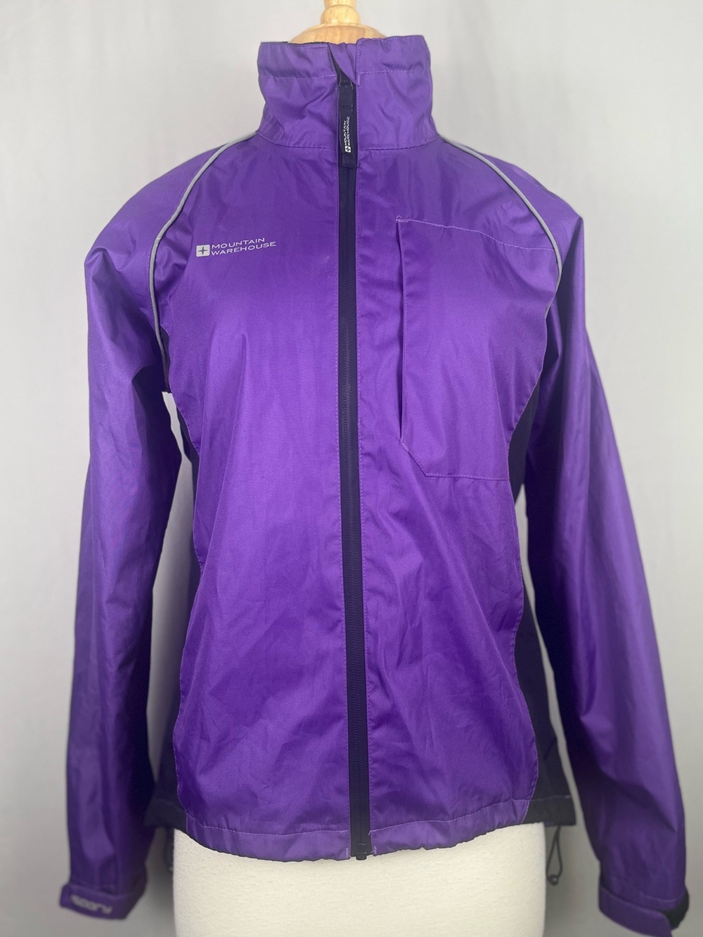 Mountain Warehouse IsoDry Waterproof Jacket Womens 10 Purple Black Hooded Shell